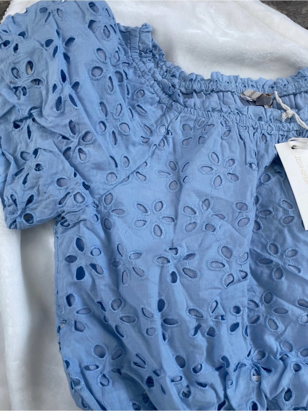 NWT Jennifer & Grace Blue Eyelet Lace Maxi Skirt and Top Set - Picture 2 of 5